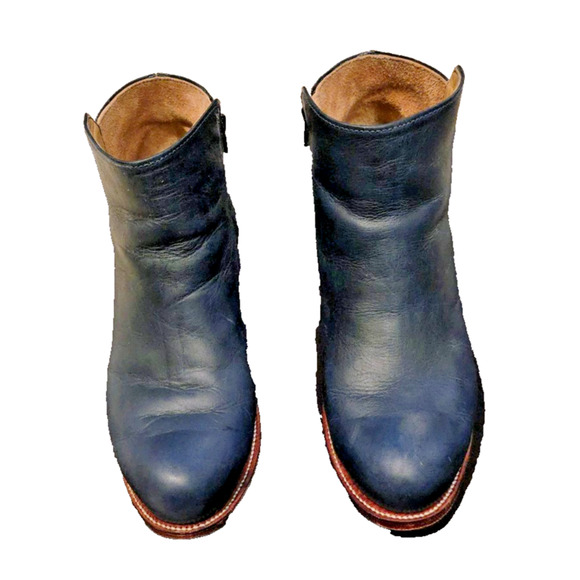 Adelante Granada Ankle Boots Women's Denim Blue Leather Side Zip Sz 9, Width C - Picture 3 of 16